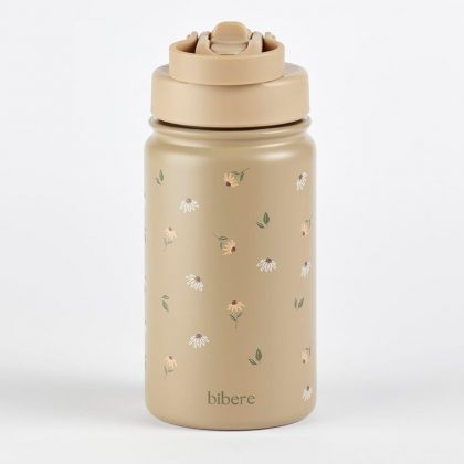 bibere® Kinder Trinkflasche Beige Edelstahl 350 ml – Auslaufsicher & BPA-frei