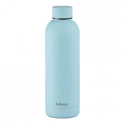 bibere® Edelstahl Trinkflasche Blau 500 ml – Isolierte Thermosflasche – Für Kalte & Warme Getränke