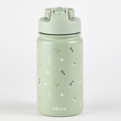 bibere® Kinder Trinkflasche Graublau Edelstahl 350 ml – Auslaufsicher & BPA-frei